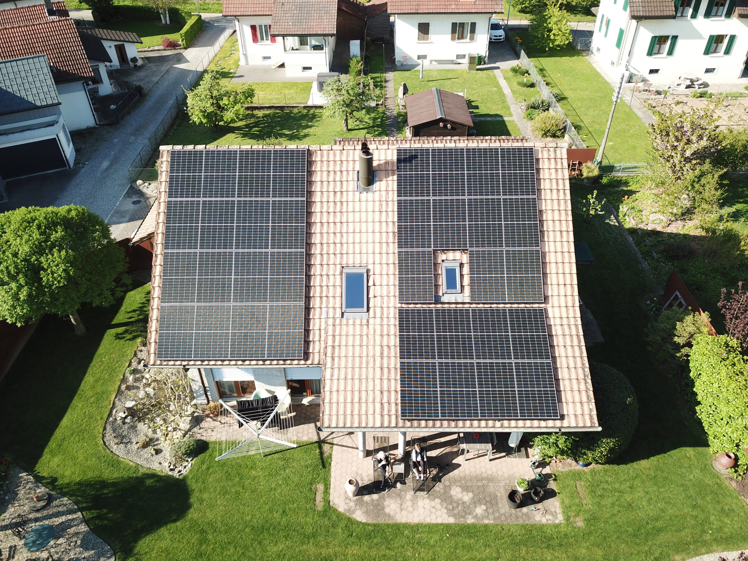 Solaranlage auf Einfamilienhaus mit Steildach